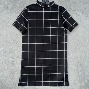 NWT Missguided Shift Dress Women's Size M (6) Black White Grid High Neck Bodycon